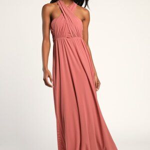 Lulus Start Your Romance Rose Strapless Convertible Maxi Dress Pink - Size XS